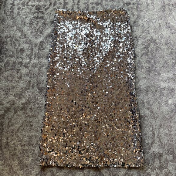 Mango Silver Sequin Midi Skirt - Picture 2 of 9